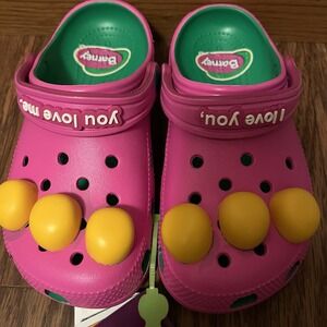 Barney The Dinosaur Crocs Classic‎ Clogs Kids Size C 13 NEW WITH TAGS